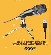 K668 Uni-Directional USB Condensor  With Tripod BLK