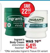 Ingram's Body Cream Assorted-450ml/500ml Each