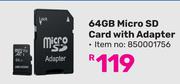 Hikvision 64GB Micro SD Card With Adapter 850001756