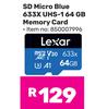 Lexar SD Micro Blue 633X UHS-1 64GB Memory Card (850007996)
