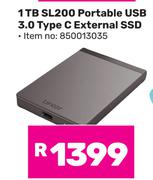 Lexar 1TB SL200 Portable USB 3.0 Type-C External SSD (850013035)
