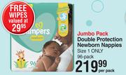 Pampers Double Protection Newborn Nappies Jumbo Pack-96 Per Pack