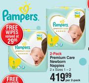 Pampers Premium Care Newborn Nappies-2 Per Pack