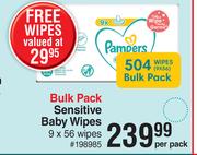 Pampers Sensitive Baby Wipes Bulk Pack-9 x 56 Wipes Per Pack