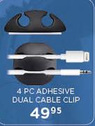 Volkano 4 PC Adhesive Dual Cable Clip