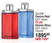 Dunhill Desire Red EDT 100ml Plus Desire Blue EDT 100ml