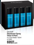 Davidoff Deodorant Spray Value (4 Pack)-Per Pack