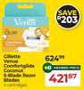 Gillette Venus Comfortglide Coconut 5-Blade Razor Blades (4 Cartridges)