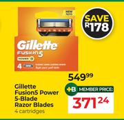 Gillette Fusion5 Power 5-Blade Razor Blades (4 Cartridges)