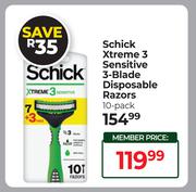 Schick Xtreme 3 Sensitive 3-Blade Disposable Razors (10 Pack)