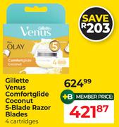 Gillette Venus Comfortglide Coconut 5-Blade Razor Blades (4 Cartridges)