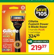 Gillette Fusion5 Power 5-Blade Razor (1 Handle Plus 1 Cartridge)