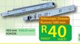Telescopic Drawer Runner 450mm-Each