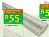 Polystyrene Ivory Cornice 2m-Each