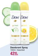 Dove Deodorant Spray Assorted-150ml Each