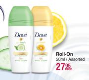 Dove Roll On Assorted-50ml Each