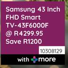 Samsung 43" FHD Smart TV 43F6000F 10308129