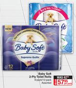 Baby-Soft 2-Ply Toilet Rolls 9's Pack/12's Pack Assorted-Per Pack