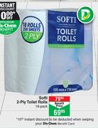 Softi 2-Ply Toilet Rolls 18 Pack-Per Pack