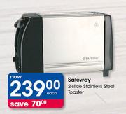 Safeway 2 Slice Stainless Steel Toaster-Each