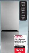 Defy 350Ltr Bottom Fridge/Freezer