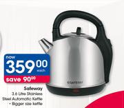 Safeway 3.6Ltr Stainless Steel Automatic Kettle-Each