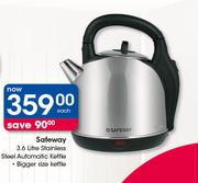 Safeway 3.6Ltr Stainless Steel Automatic Kettle-Each