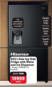 Hisense 602Ltr Side-By-Side Fridge With Water And Ice Dispenser H780SB-IDL