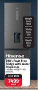 Hisense 298Ltr Frost Free Fridge With Water Dispenser H415BITF WD 
