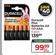 Duracell Plus Batteries AA Or AAA (6 Pack)-Per Pack