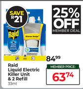 Raid 33ml Liquid Electric Killer Unit & 2 Refill