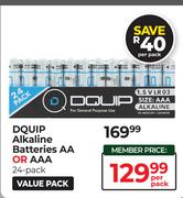 Dquip Alkaline Batteries AA Or AAA (24 Pack)-Per Pack