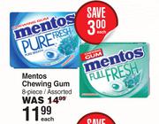 Mentos Chewing Gum 8 Piece Assorted-Each