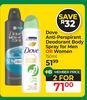 Dove Anti-Perspirant Deodorant Body Spray For Men Or Women-For 2 x 150ml