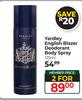 Yardley English Blazer Deodorant Body Spray-For 2 x 125ml