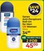 Sanex Anti-Perspirant Roll-on For Men Or Women-For 2 x 50ml