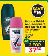 Rexona Shield Anti-Perspirant Roll-On For Men Or Women-For 2 x 50ml