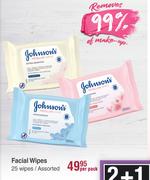 Johnson's Facial Wipes Assorted-25 Wipes Per Pack