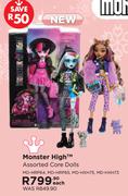 Monster High Assorted Core Dolls MD-HRP64, MD-HRP65, MD-HXH75, MD-HXH73-Each