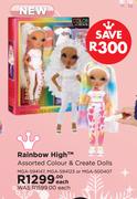 Rainbow High Assorted Colour & Create Dolls MGA-594147, MGA-594123 Or MGA-500407-Each