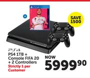 PS4 1TB + Console FIFA 20 + 2 Controllers