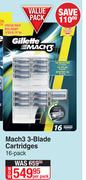 Gillette Mach3 3 Blade Cartridges (16 Pack)-Per Pack