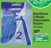 Max Shave 2 Blade Disposable Razors (18 Pack)