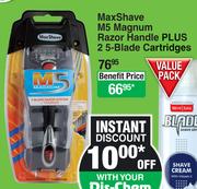 Max Shave M5 Magnum Razor Handle Plus 2 5-Blade Cartridges