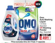 Omo Auto Washing Liquid 1.5Ltr Assorted Or Washing Powder 2Kg Assorted-Each