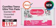 Comfitex Teenz Ultra Thin Pads (Scented Or Unscented)-10's Per Pack