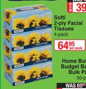 Softi 2 Ply Facial Tissues-4's Per Pack