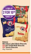 Bakers Mini Blue Label Marie Biscuits Or Eet Sum Mor Biscuits Or Tennis Biscuits Assorted-40g Each