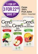 Ceres 100% Fruit Juice Assorted-For 3 x 200ml