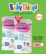 Baby Things Fresh Wipes Value Pack (6 x 80 Wipes)-Per Pack